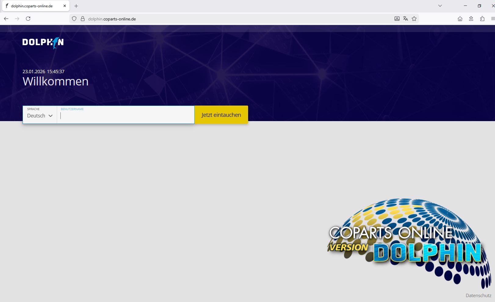 Ansicht Kundenbereich Login